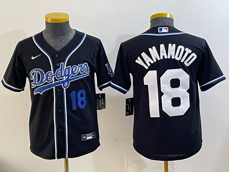 Youth Nike 2026 Los Angeles Dodgers #18 Yamamoto Black Game MLB Jersey 088